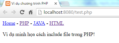 Hàm include() trong PHP