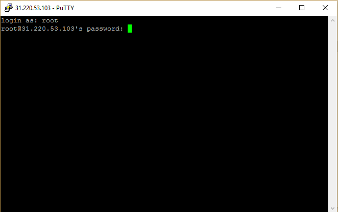 Cửa sổ đăng nhập putty ssh terminal