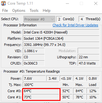 Kiểm tra nhiệt độ CPU bằng Core Temp